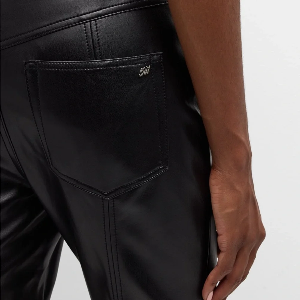 Cinq a Sept Wallace Faux Leather Bootcut Ankle Pants Black Size 4 - Picture 6 of 6